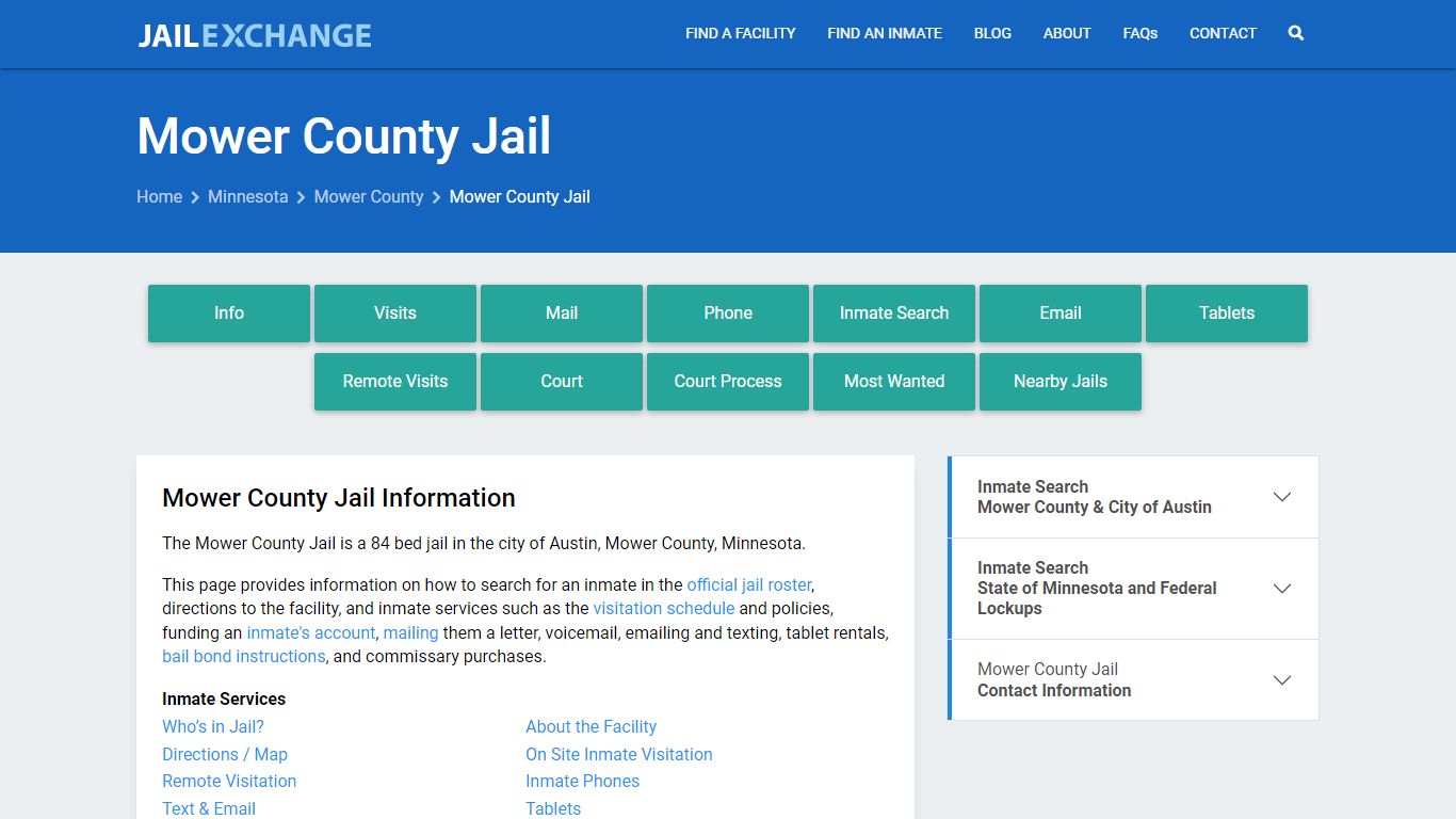 Mower County Jail, MN Inmate Search, Information